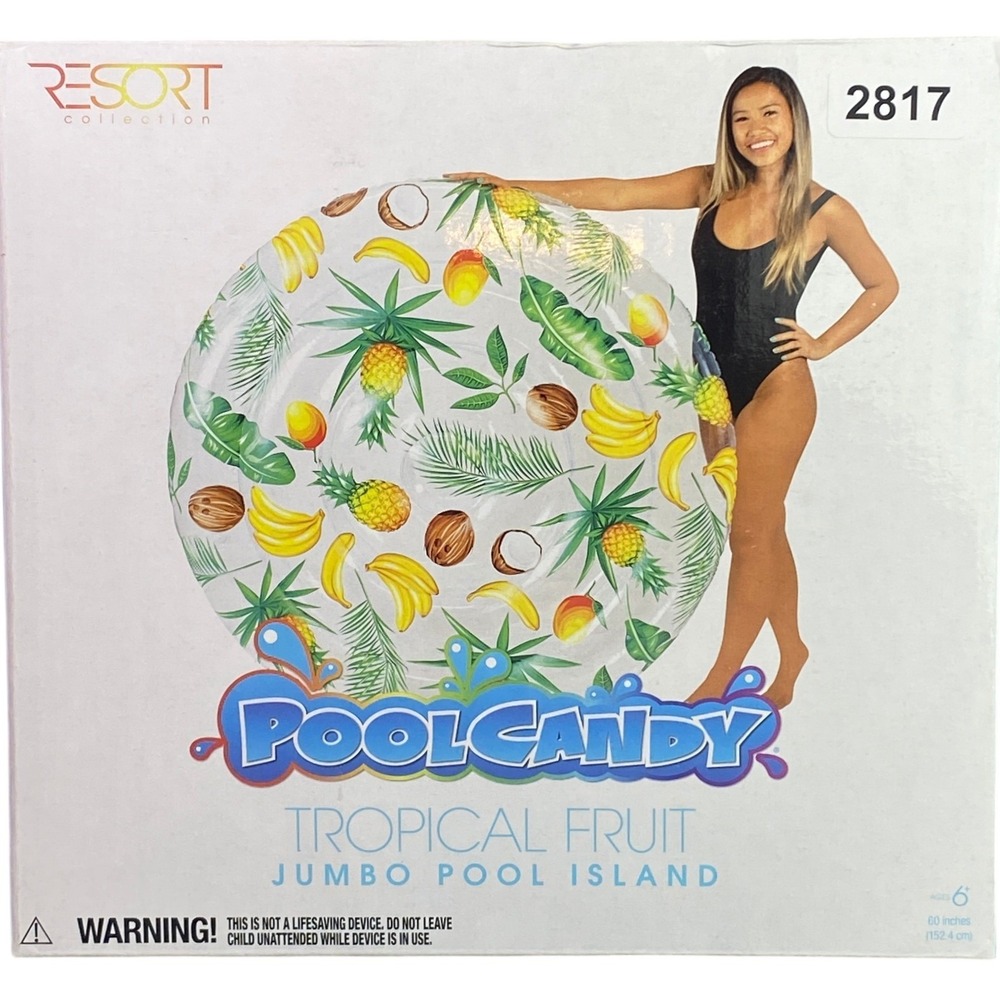 Pool Candy Float Tropical Jumbo Island 60 Inch Inflatable Lounge Raft‎ Ages 6+